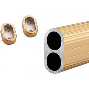 Double Tube Closet Poles for Hanging Clothes Heavy Duty, Cuttable Wall Mounted Aluminiuml Wardrobe Rod, Closets Organizers with Coarse Threaded Holes (Color : Gold, Size : 11.8in/30cm)
