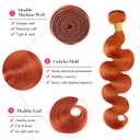 Color 350 Bundles Human Hair Ginger Body Wave Bundles 22 24 26 inch Unprocessed Peruvian Virgin Hair 3 Bundle 50g 350 Orange Body Wave Bundle