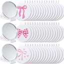 48 Pcs Compact Mirror Bulk, Round Mini Bow Makeup Mirrors Portable Small Folding Pocket Mirror for Women, Girls, Daily Use, Daily Use (3 Styles)