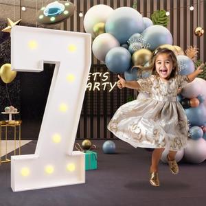 imprsv 3FT Marquee Numbers, Light Up Numbers for 7th 70th Birthday Decorations Anniversary Party Decor, Number 7 Light Up Number, Pre-Cut Foam Board Kit