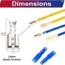 3 x 3.8MM Female Quick Disconnects Insulated Spade Receptacle Connector, 18AWG Red/Black/Yellow/White/Blue Pre-Crimped Cable Length of 10/30/50/100CM Wire Pack of 5pcs (Spade 3.8F-50CM)