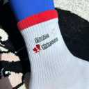 Women's Cute Grip Pilates Socks Non-Slip Crew Yoga Barre Socks with Colored cuff & Embroidery (Red-1 Pack)