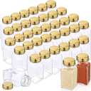 48 Pack Glass Salt Shaker Bulk with Stainless Lids Tops 2.7oz Small Spice Shaker for Kitchen Restaurants and Catering Wedding Party Supplies(Gold Classic)