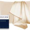 Silk Pillowcase for Hair and Skin, Soft Breathable Smooth Cooling Mulberry Silk Pillow Case, Both Sides Grade 6A Silk Pillow Covers with Hidden Zipper (Beige-1pc, Queen)