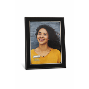Malden International Designs Black Sleek With Silver Inside Border Picture Frame, 5x7, Black