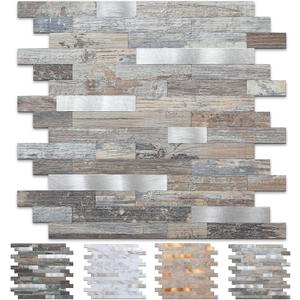 10 Sheet Peel and Stick Backsplash Tile, Stick on Tiles for Backsplash Kitchen, Bathroom, Laundry Room, Camper, Fireplace. (20Trapezoidal Distressed Silvery Moon)
