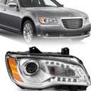 FIONE Halogen Headlights Compatible with Chrysler 300/300C 2011 2012 2013 2014 Halogen Type LED DRL Replacement Headlamp Right Passenger Side 68143002AA CH2503231 (RH)