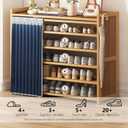 6-Tier Bamboo Shoe Rack with Cover, Free Standing Shoe Racks, Bamboo Wood Shoe Rack for Entryway & Closet, Holds up to 18-24 Pairs of Shoes 38.8" x 10.4" x 37.8"