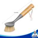 MR.SIGA Dish Brush with Bamboo Handle Built-in Scraper, Scrub Brush for Pans, Pots, Kitchen Sink Cleaning, Pack of 2
