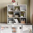 Sweetcrispy 9 Cube Storage Organizer - Open Cube Bookshelf with 5 Removable Back Panels, Display Storage Bookcase for Living Room, Bedroom, Entrance Hall, Home Office，36" L×11.6" W×36" H, White
