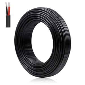 22 Gauge 2 Conductor Electrical Wire, 20M/65.6ft 22 AWG Insulated Stranded Hookup Wire, Black PVC Jacketed Tinned Copper Extension Cord, Flexible Low Voltage LED Cable for LED Strips Lamps Lighting
