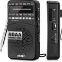PRUNUS NOAA Weather Radio AM FM, Battery Powered Radio by AA, Transistor Radios, Earphone Jack, Portable Radio AM FM WB for Emergency, Hurricane, Floods, Snowstorms