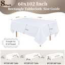 8 Pack White Table Cloth 60x102 Inch Rectangle Tablecloths for 6 Foot Rectangle Tables, Wrinkle Resistant Washable Polyester Fabric Rectangular Table Cover for Dining Banquet Wedding Party