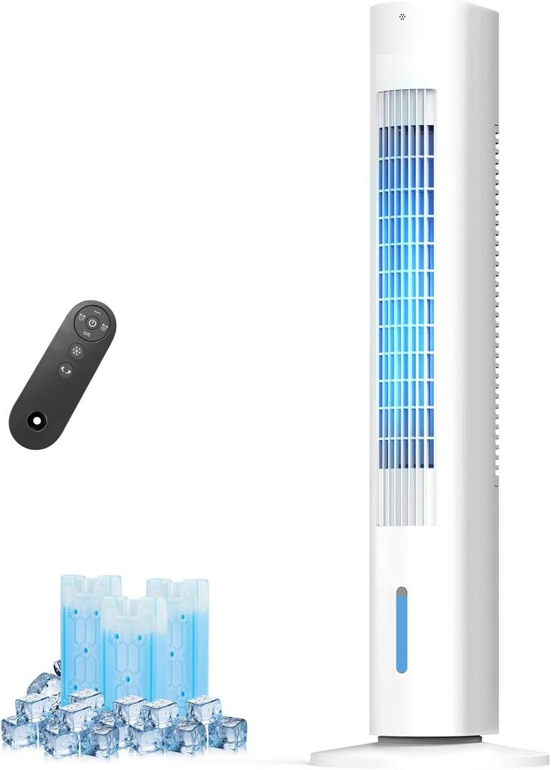 35 INCH Evaporative Air Cooler, 3-IN-1 Quiet Portable Air Conditioners Windowless with 3 Speed, 50W Energy Saving Oscillating Cooling Fan, 7H Smart Timer, Remote, AC Unit for Bedroom Office