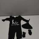 Baby Romper with Baby Mittens & Newborn Hats Footless Long Sleeve Solid Onesie Hi Im New Here, Size: (0-3)months