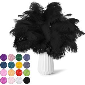NEWONG 30pcs Black Ostrich Feathers Natural Bulk 9-12inch(23-30cm) Vase Craft Wedding Home Party Centerpieces Christmas Day Decoration
