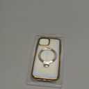 [Tri-Shield Protection] for iPhone 13/14 Case with 360 Spin Stand Compatible with MagSafe [Magnetic CD Ring] [Screen & Camera Lens Protector] Shockproof Plating Never-Yellowing, Gold-6.1"