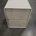 15.8" W Faux Leather Narrow Nightstand, Modern Fully-Assembled Bedside Table with 2 Drawers, Wood Night Stand Small Accent End Table & Side Table for Bedroom, White (16in)