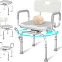 360 Swivel Shower Chair with Back and Arms, 400lbs Heavy Duty Adjustable Bath Chair for Elderly Disabled Bariatric Pregnant, Handicap Shower Seat for Inside Tub