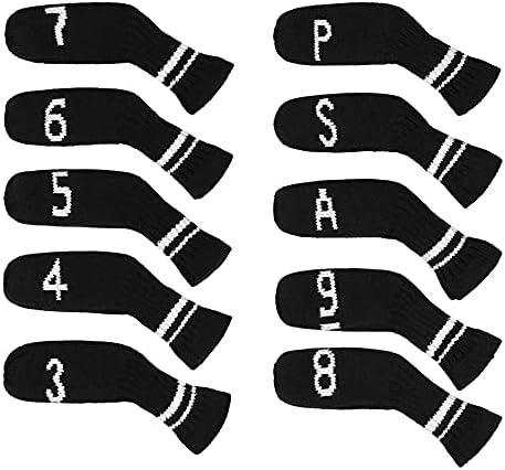 10Pcs Golf Iron Headcover Set Washable & Durable Adorable Socks Shape Golf Club Irons Head Protector, Numbers from 3-9, ASP