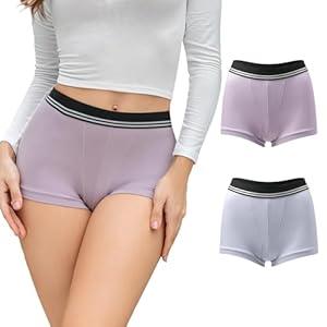 DEANGELMON Womens Modal Boxer Briefs Underwear Soft Stretch Boy Shorts Panties for Women Full Coverage(2P1, M) 