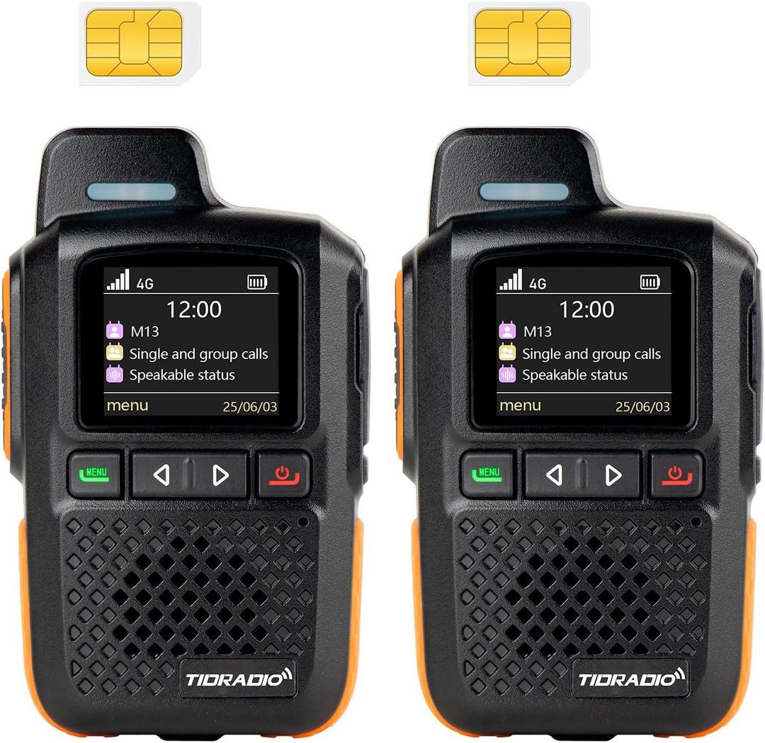 TIDRADIO TD-M13 Global Rapid Walkie Talkies Unlimited Range 4G LTE POC Radio with Sim Cards,Long Range 5000+ Miles Rechargeable Nationwide PTT Two Way Radios for Family, Logistics,Construction site