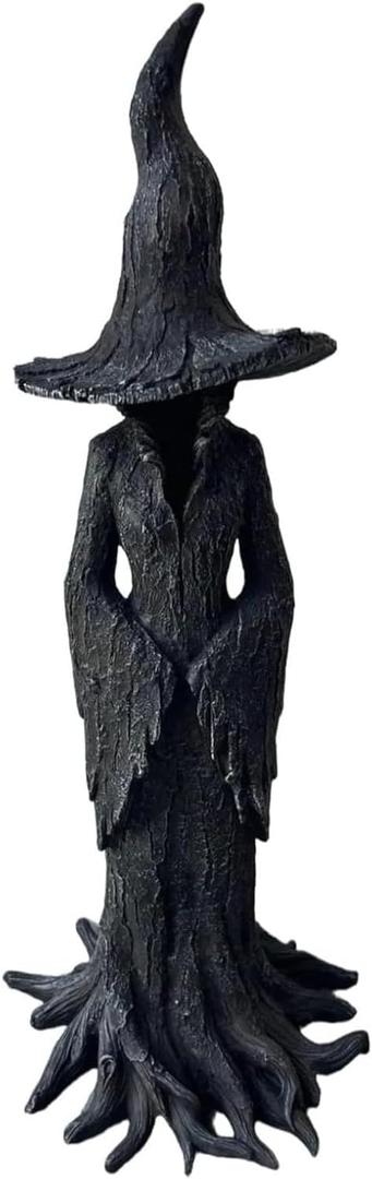 Cracker Barrel Witch Statue, 11.8" Gothic Halloween Resin Figurine, Enchanting Witch Statue, Dark Fantasy Ornament,Halloween Festival Decoration