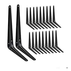 Heavy Duty Black Iron Metal Floating Shelf Bracket, Rustic Farmhouse Decorative L Brackets for Shelves, Wall Mount Corner Brace for Wood Boards