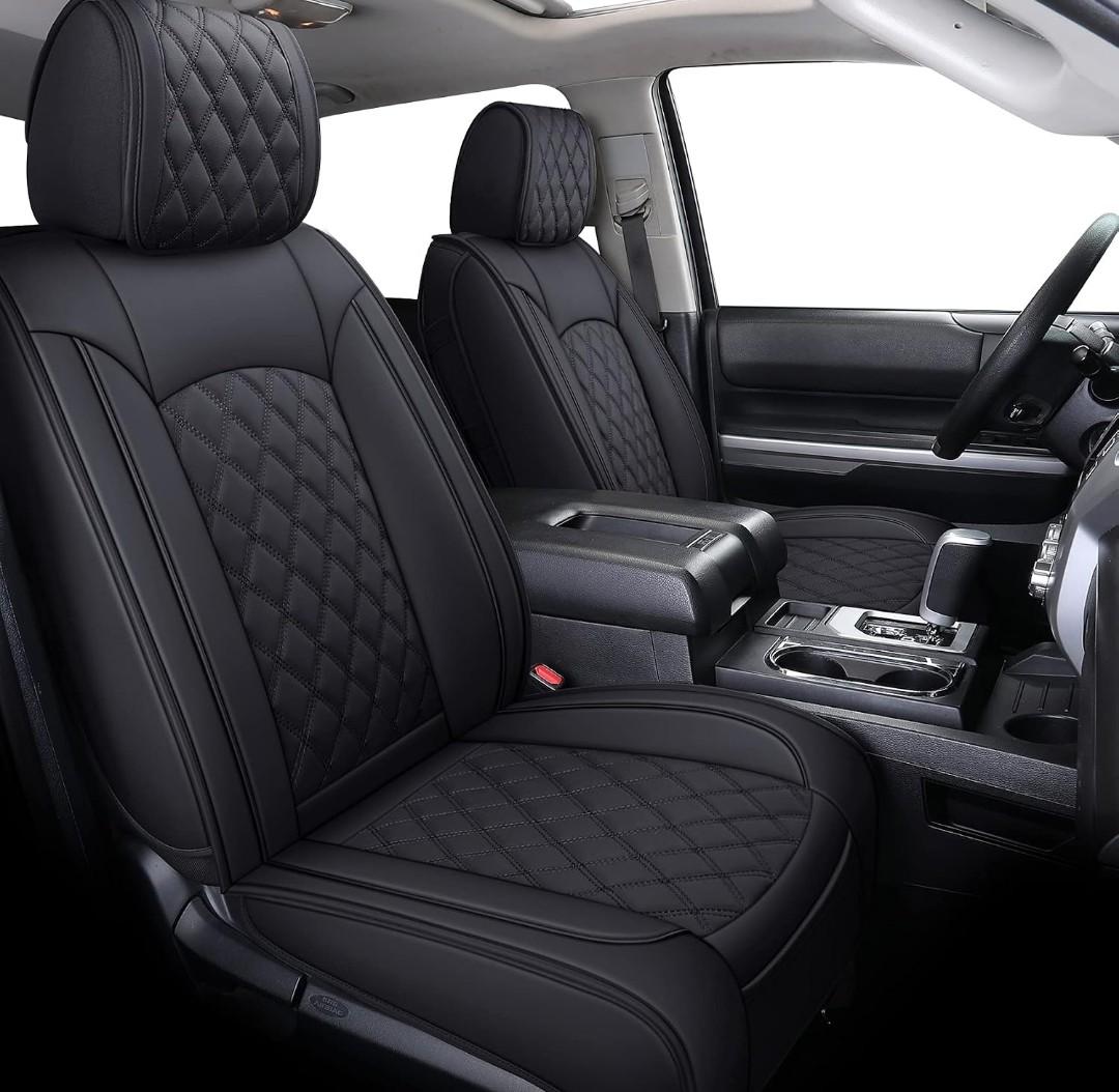 YIERTAI Tundra Seat Covers Compatible with Toyota Tundra 2008-2022 2023 2024 2025 2026 Crewmax Double Cab SR5 Limited Platinum TRD Pro Tundrasine 1794 Edition Waterproof Leather(5 PCS Full Set/Black)