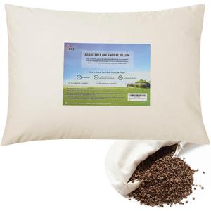 LOFE Organic Buckwheat Pillow for Sleeping - 14''x20'', Adjustable Loft, Breathable for Cool Sleep, Cervical Support for Back and Side Sleepers(Tartary Buckwheat Hulls) (14x20, Off White(pure))