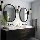 USHOWER 2- Pack Bathroom Mirrors for Over Sink, 24 Inch Circle Mirror with Metal Frame, Black Wall Mirror Modern Decoration for Vanity, Entryway, Living Room, Hallway and Bedroom