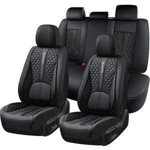 for Volkswagen Tiguan 2000-2025 Car Seat Covers, Black Car Seat Covers, Premium Leather, 5 Seats Full Set, Anti-Slip, with Lumbar Support, Beautify Interior, Only 5 Seats