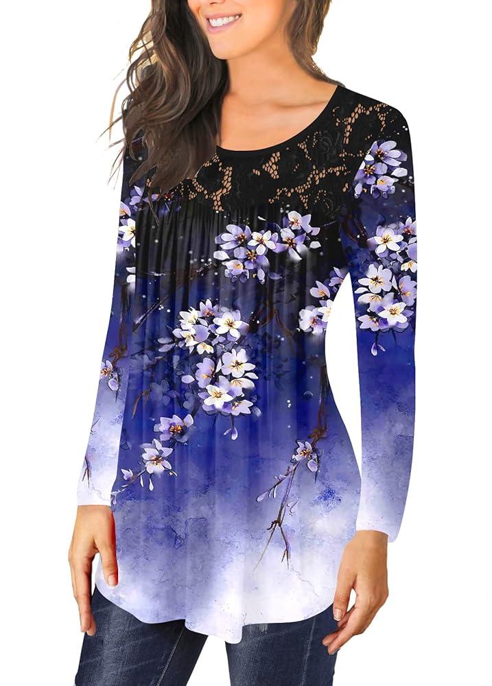 BeadChica Women's Casual Tunic Tops For Leggings Long Sleeve Flare Summer Loose T-shirts Flowy Lace Blouses Floral XXL BeadChica Women's Casual Tunic Tops For Leggings Long Sleeve Flare Summer Loose T-shirts Flowy Lace Blouses Floral XXL