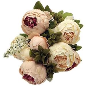HXSCOO Vintage Artificial Peony Silk Flowers Bouquets Floral Home Party Wedding Decoration (Color : Light Pink)