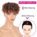 Oseti Afro Kinky Curly Ombre Brown Hair Toppers for Women With Thinning Hair Extensions for Short Hair Clip in Toppers Hair Topper With Bangs Synthetic Pieces Extensions Toupee for Black Women