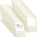 24 Pack 4 x 6 Inch Acrylic Gold Sign Holder Picture Frames Bulk Table Number Holders Plastic Picture Flyer Holder Desktop Table Menu Stands for Wedding Office Store Restaurant Art Photos Display