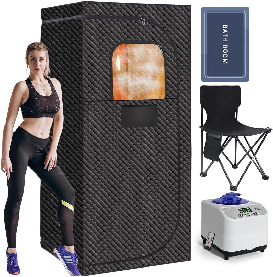 Portable Sauna, Steam Sauna for Relaxation, Detox and Muscle Relief, Personal Indoor Sauna Box with 3L/1500W Steamer, 9 Levels Up to 140°F Portable Sauna for Home, Bedroom, Living Room