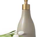 280ml Liquid Soap Dispenser for Bathroom with Gold PumpDish Soap Dispenser for KitchenRefillable Countertop Lotion Ceramics Khaki Hand Soap Dispenser for Shower
