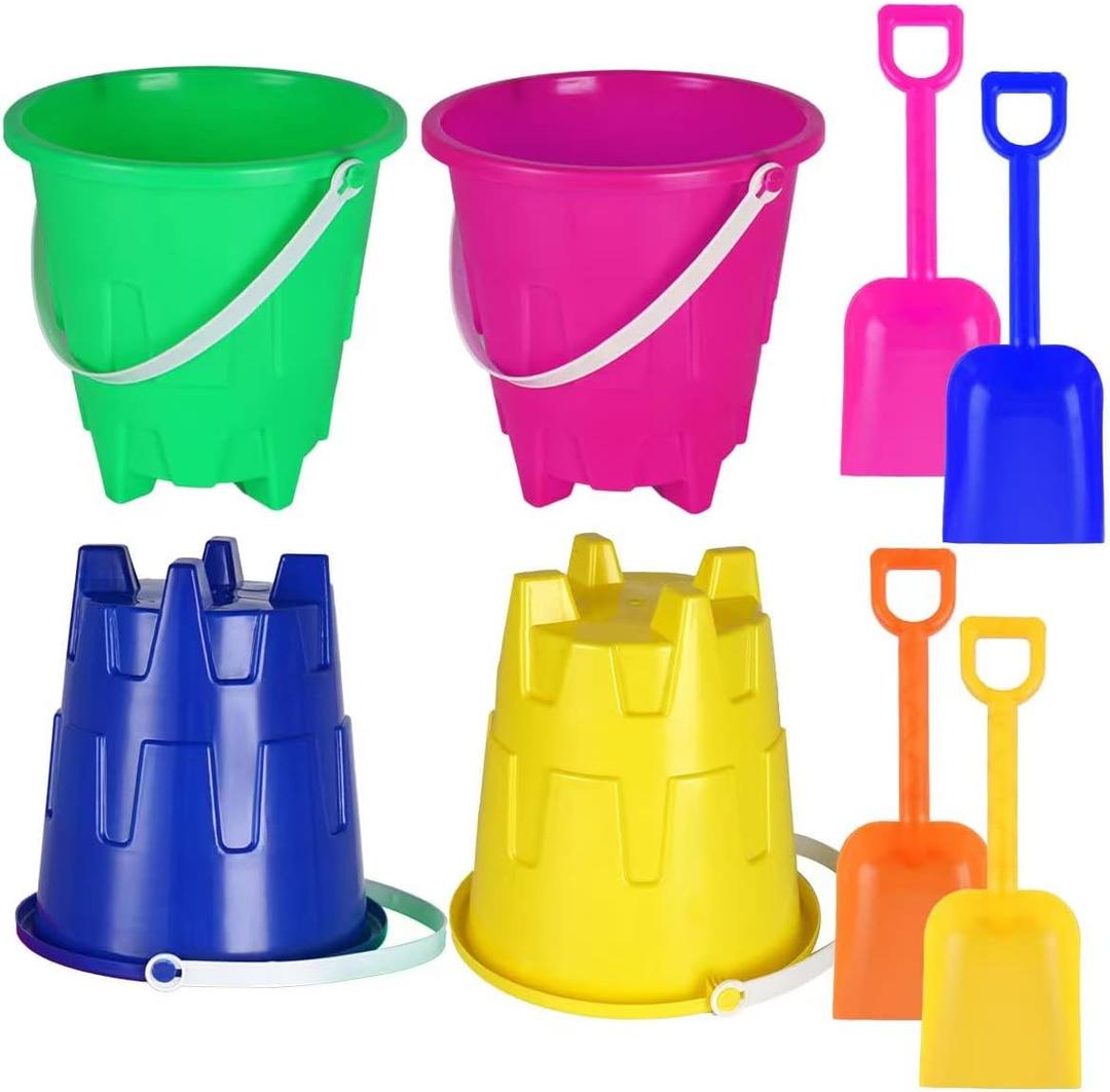 8 Inch Large Sand Beach Buckets Pail with Beach Shovels,Sand Bucket Water Bucket for Beach Fun Great Summer Party Accessory