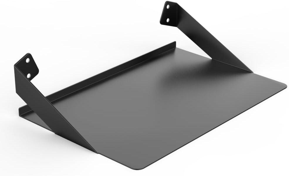 Metal Floating Floating Wall Hanging Shelving, Adhesive Wall Display Book Shelf Stand for Plant Pot, Speaker, Security Camera, Figures in Office and Home, Black 12x8 inch(30x20cm)