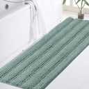 Turquoize Bathroom Runner Extra Long Blue Chenille Bath Rug Non Slip Shaggy Bath Shag Shower Mat, Soft and Cozy, Super Absorbent Water, Washable Rug, 47 x 17 inches, Duckeggshell Blue