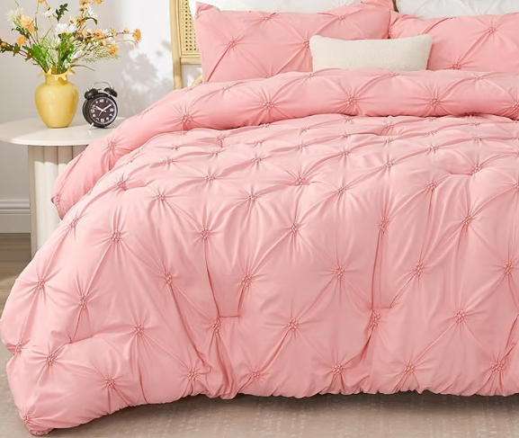 BEDELITE  Queen Comforter Set -Super Soft & Warm Fluffy Pink Bedding, Luxury Fuzzy Heavy Bed Set for Winter with 2 Pillow Cases