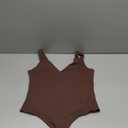 SAUNGKUAI Womens Bodysuit Sexy Plunge Deep V Neck Backless Sleeveless Tank Thong Body Suits Outfits for Going Out (Large, Coffee)