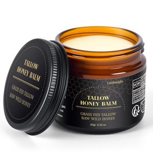Beef Tallow for Skin, Tallow and Honey Balm for Face, Grass-Fed Tallow for Body, Deep Nourishing 2.1oz / 60g