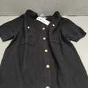 Women's Button Down Knit Cropped Cardigan Short Puff Sleeve Crewneck Casual Open Front Sweater Tops with Pockets  S