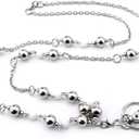 Badge Holder for Keys Women ID Necklaces Badge Holder with Silver beads Stainless steel chain