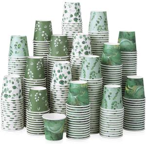 Ovveroche 600 Pack 2 oz Disposable Bathroom Cups Mini Mouthwash Cups Small Printed Paper Cup for Home Travel Picnic Party and Events