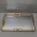 Gold Mirror Tray - Beautiful and Elegant Makeup Vanity Tray, Luxury Rust-Proof Glass for Bathroom Dresser and Bedroom (Champagne Gold 11.77.92in)