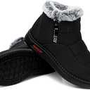 TEMOFON Womens Snow Boots Winter Warm Ankle Boots Waterproof Outdoor Fur Lined Shoes for Women (10, 07-black)