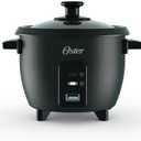 Oster 6-Cup Rice Cooker with Steamer Tray, Electric Rice Maker, Automatic Keep Warm, Nonstick Inner Pot, Black